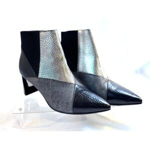 UNITED NUDE ANKLE BOOTS BOOTIES‎ ZINC PATCH HEEL POINTED TOE SLIP ON  SZ 6
